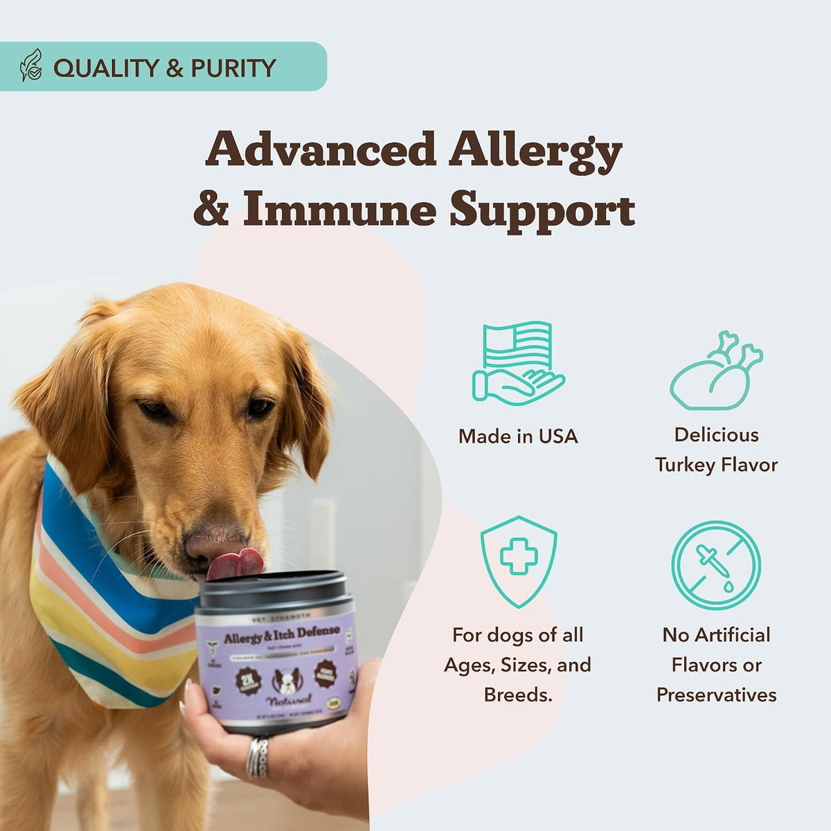 Natural Dog Company Vet Strength Aller-Immune Supplement for Dogs, 90 Chews