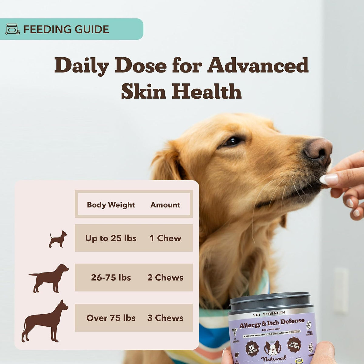 Natural Dog Company Vet Strength Aller-Immune Supplement for Dogs, 90 Chews