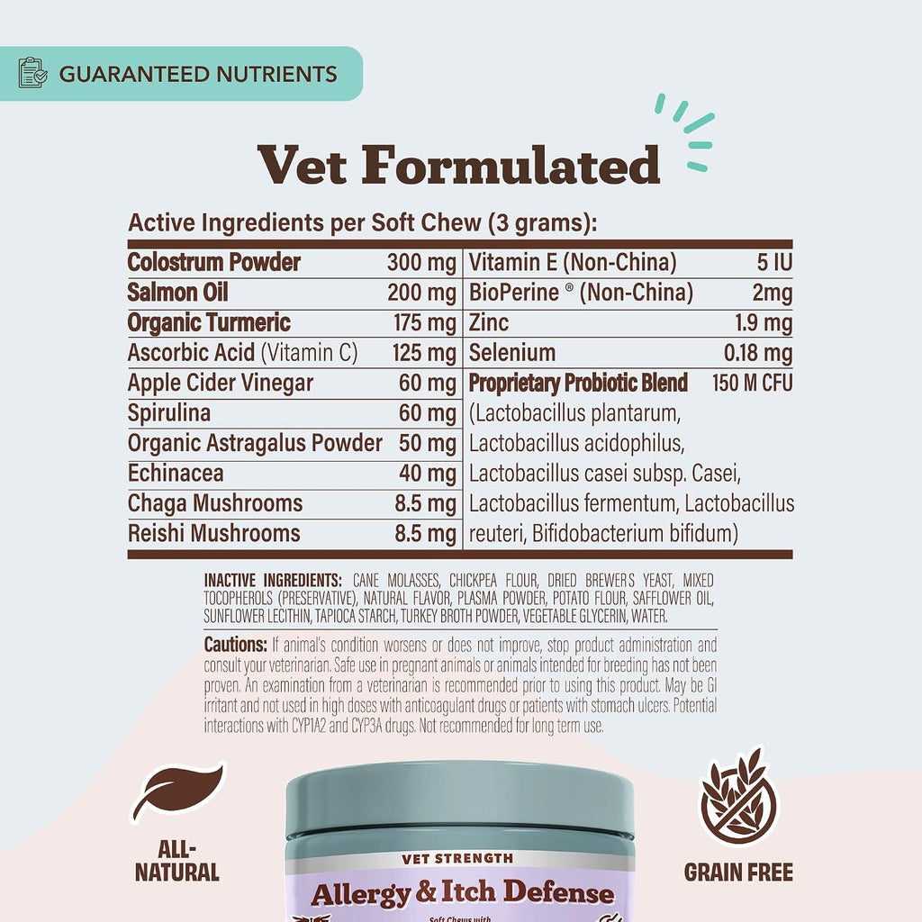 Natural Dog Company Vet Strength Aller-Immune Supplement for Dogs, 90 Chews