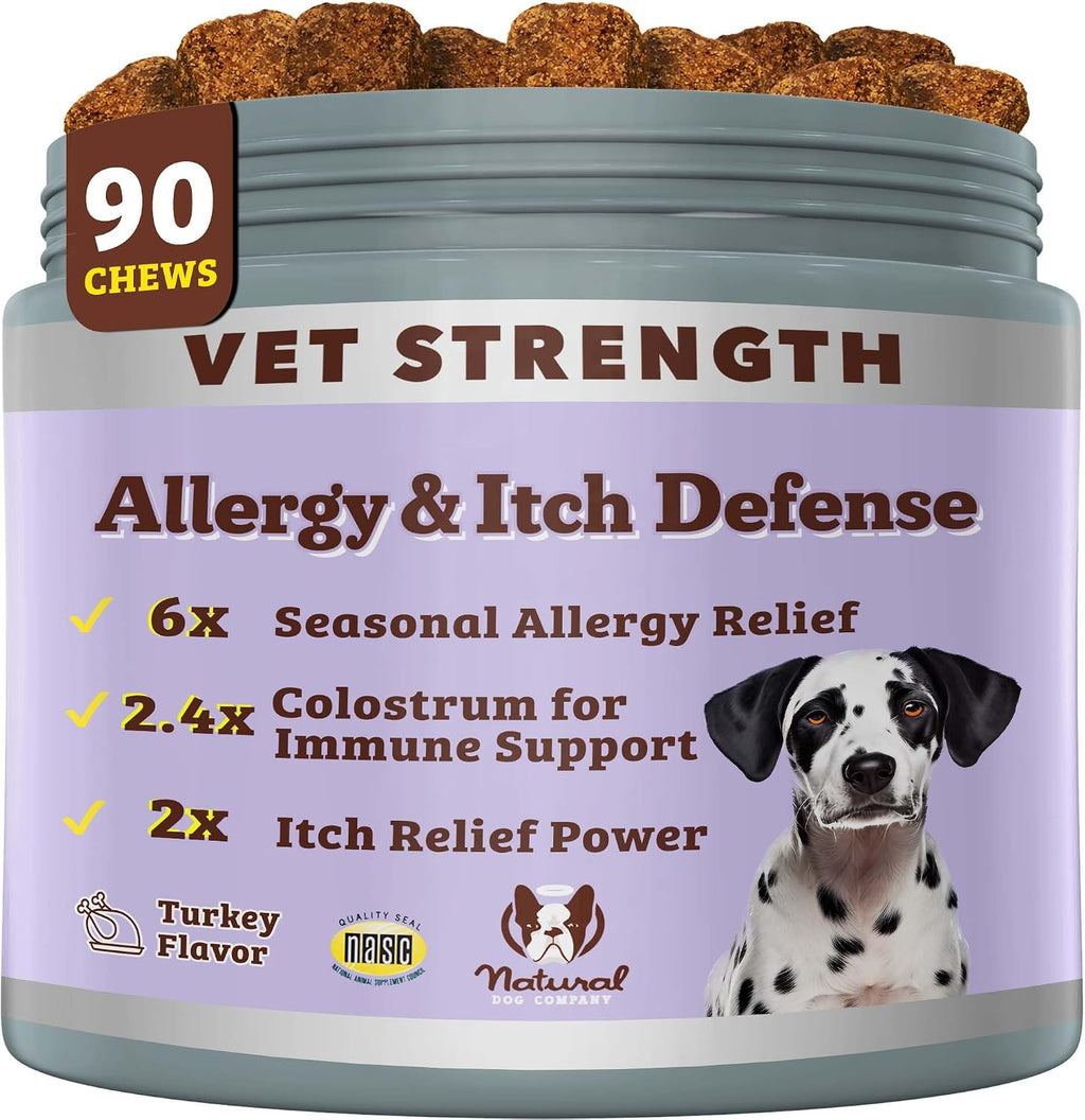 Natural Dog Company Vet Strength Aller-Immune Supplement for Dogs, 90 Chews