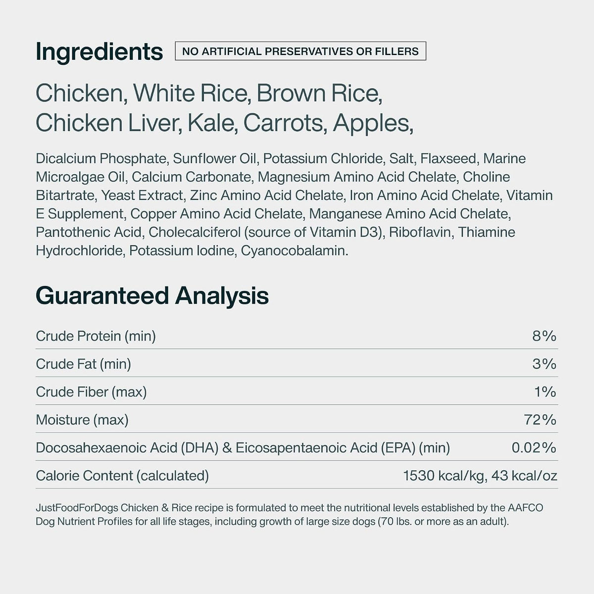 Just Food For Dogs Frozen Fresh Dog Food, Complete Meal or Topper, Chicken & Rice Human Grade Recipe, 18 oz (Pack of 7)